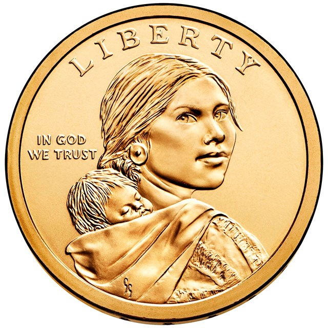 US Mint coin with Sacagawea profile.
