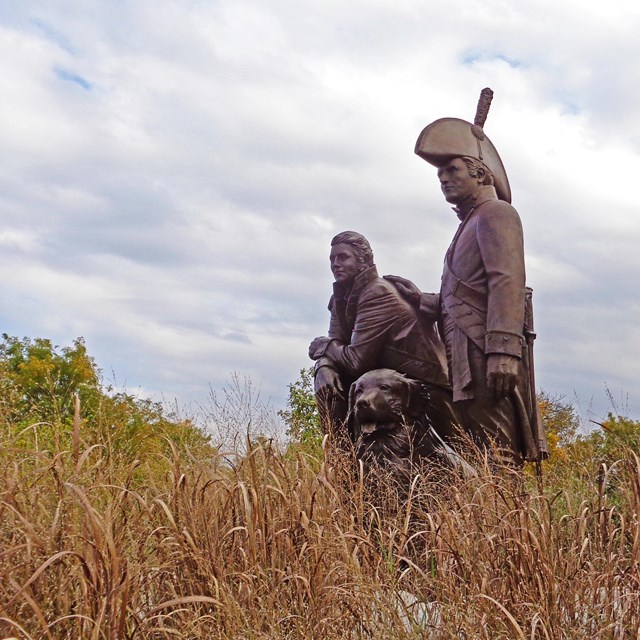 Statue of Lewis and Clark in the St. Charles Historic District