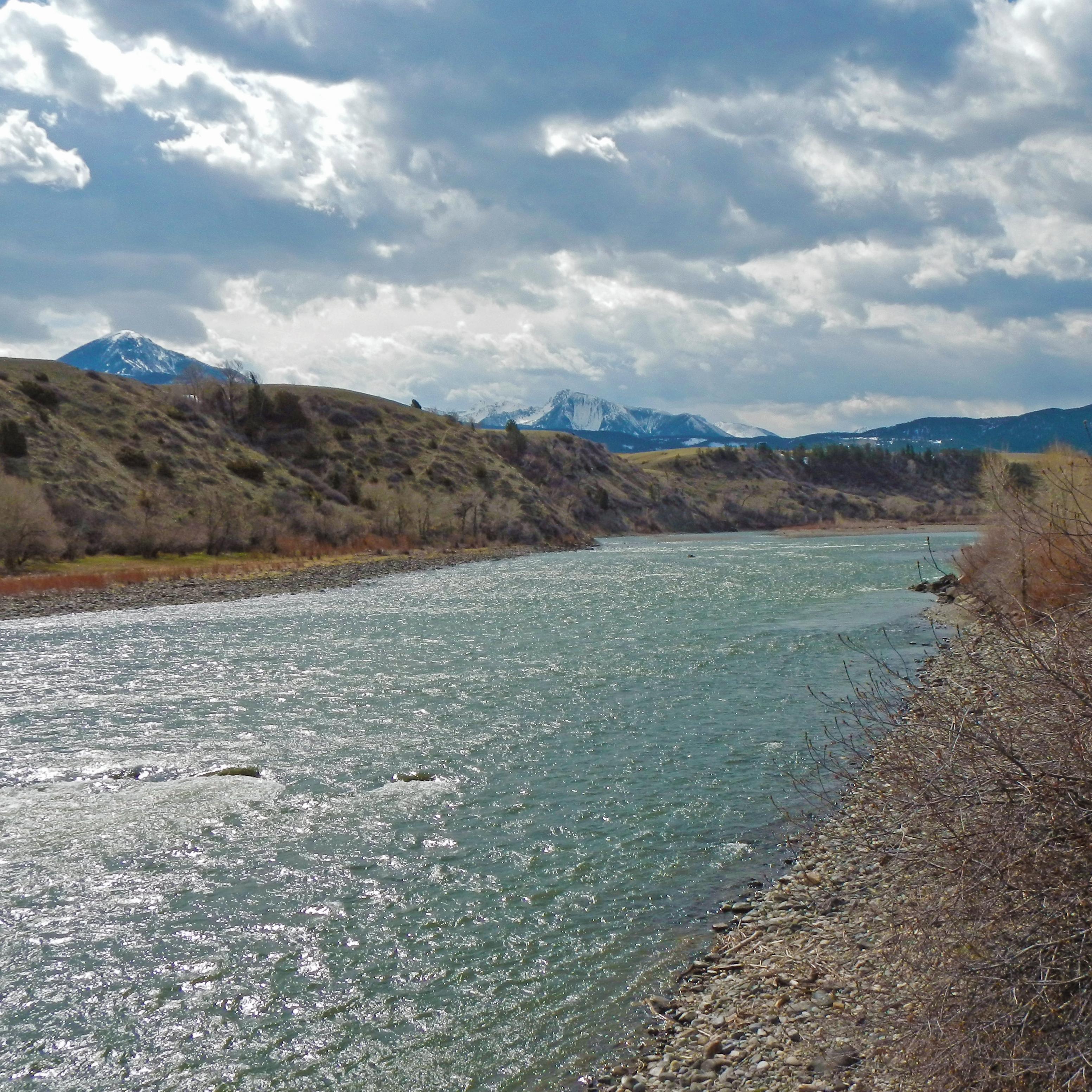 blue water in river 