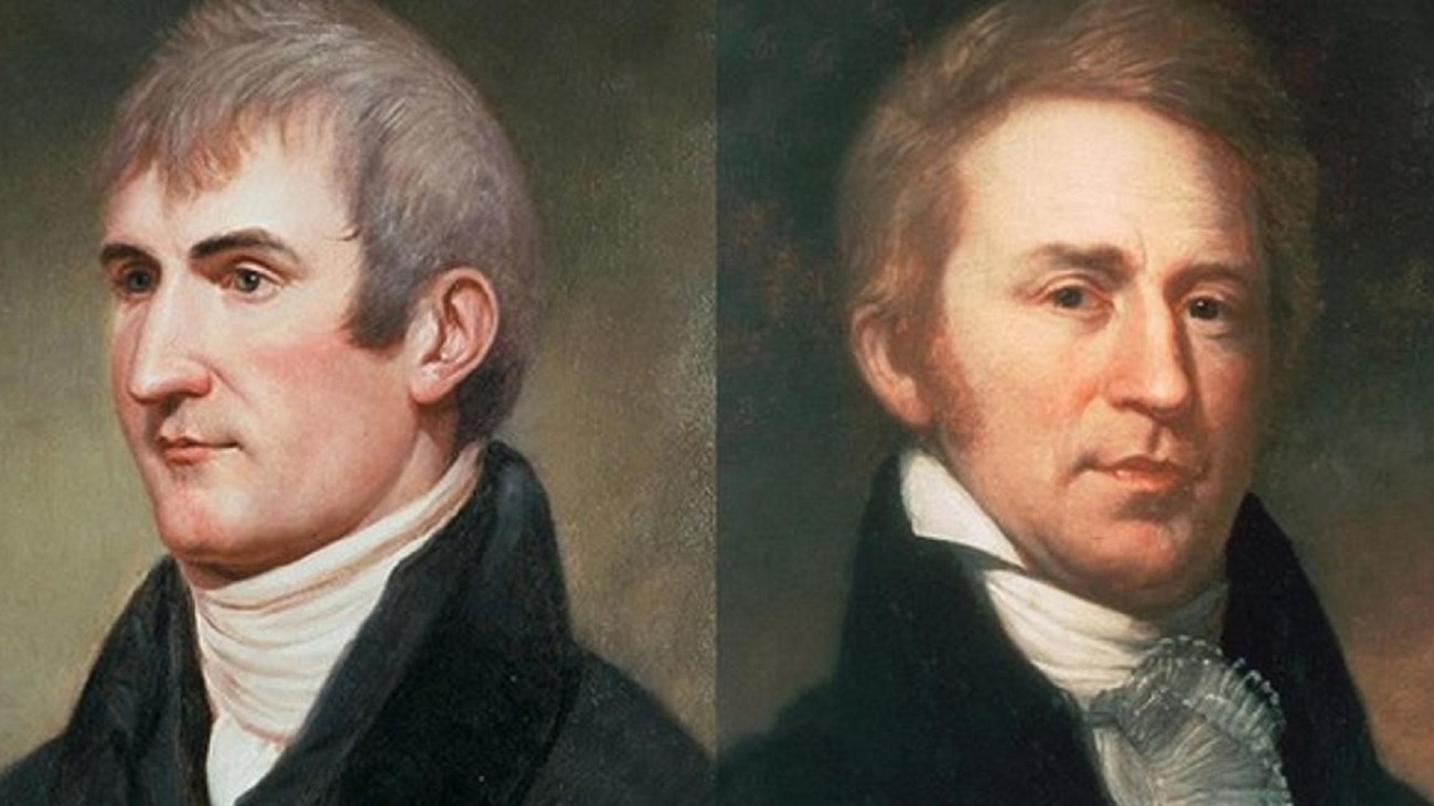 The painted portraits of Meriwether Lewis and William Clark side by side.