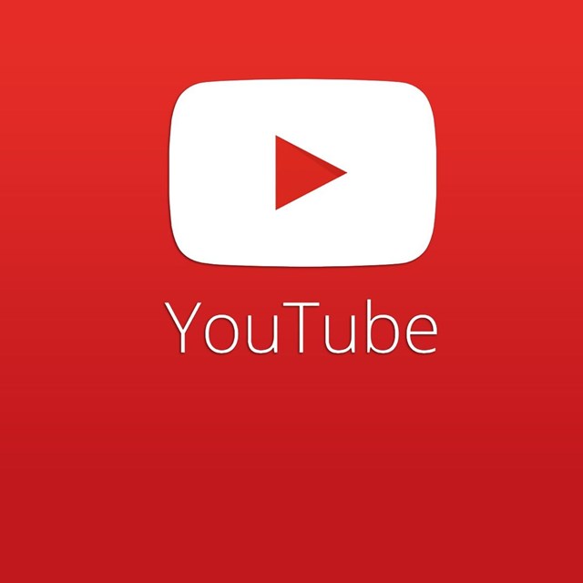 White YouTube symbol against a red background.