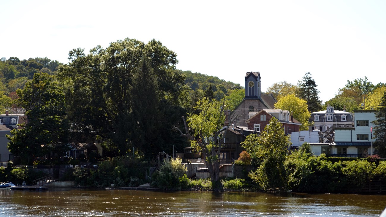 Historic buildings along the river's edge