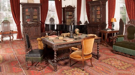 Interior photo of Longfellow House library, photo credit David Bohl