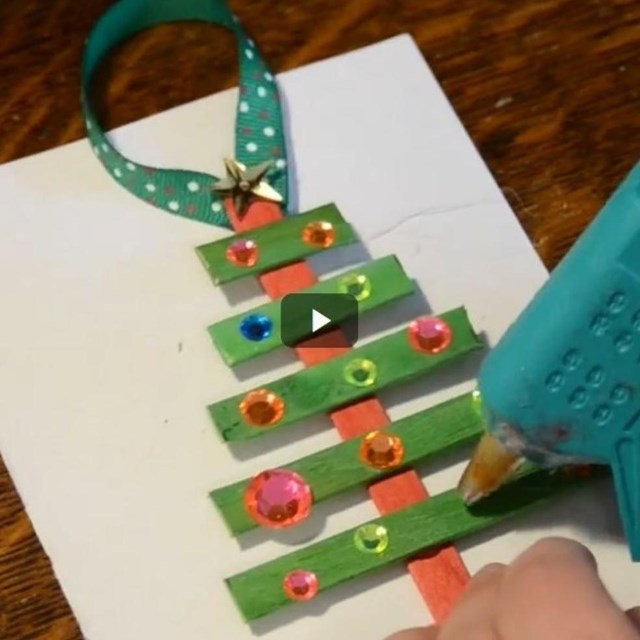 Christmas tree popsicle craft and glue gun