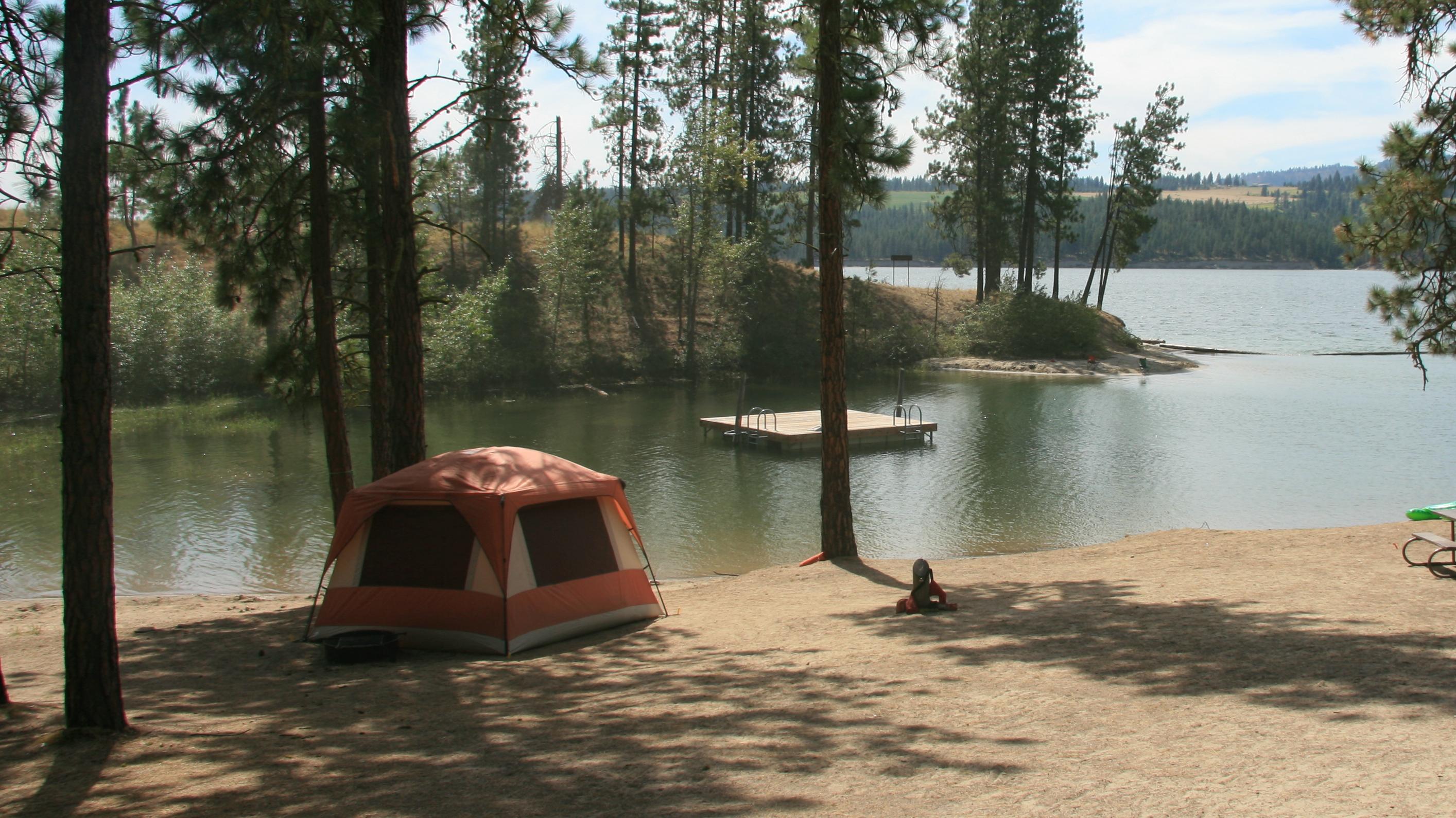 A campground near a lake