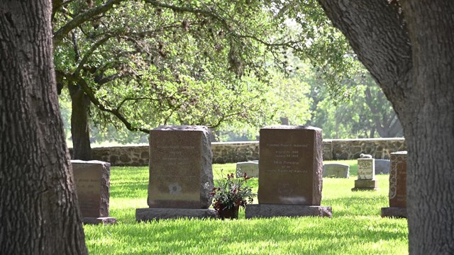 Lyndon and Lady Bird Johnson gravestones.