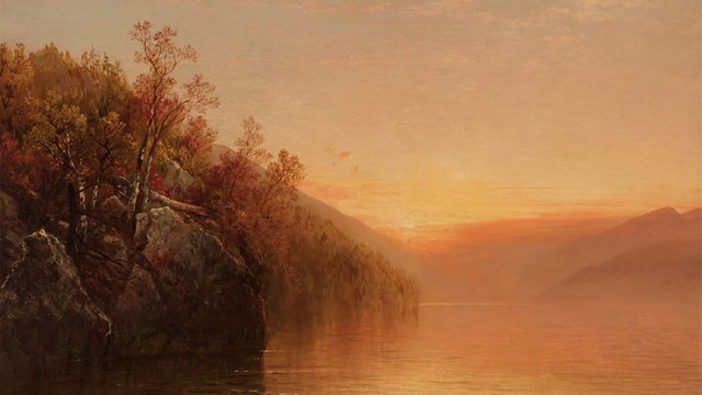 Sunset at Lake George painting