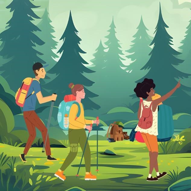 illustration of kids exploring forest