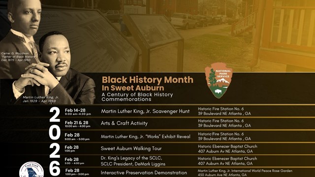 Flier summarizing Parks Black History Month Events