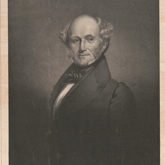 Portrait of President Martin Van Buren in formal attire.