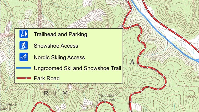 Topo map with an trail information box overlayed 