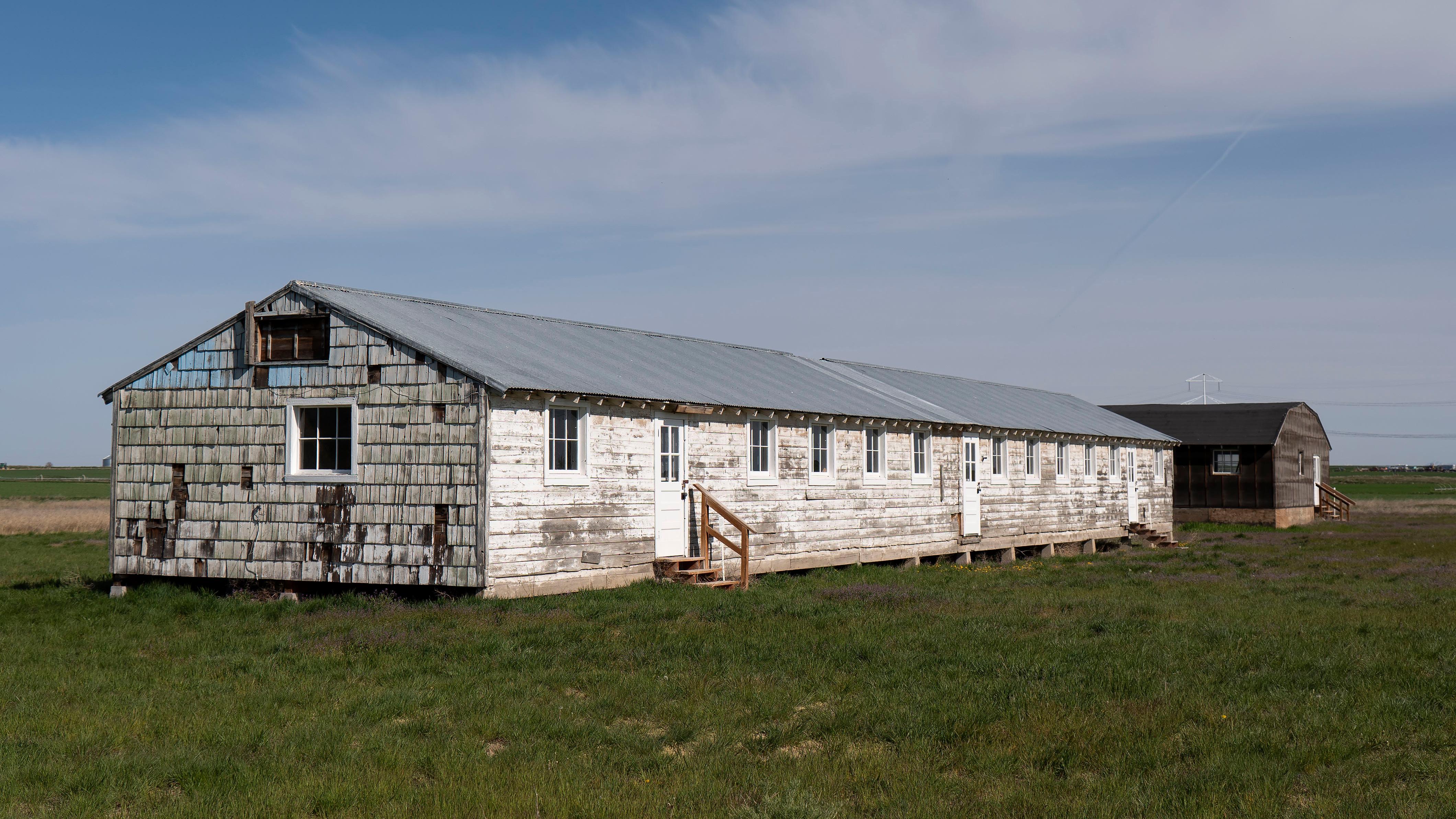 Photo of a historic barrack at Minidoka