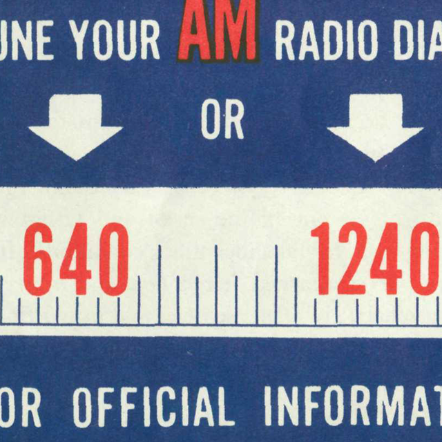 Radio message advertisement in blue and red