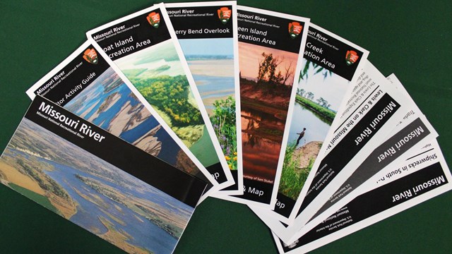 Several pamphlets lay fanned out on a green surface