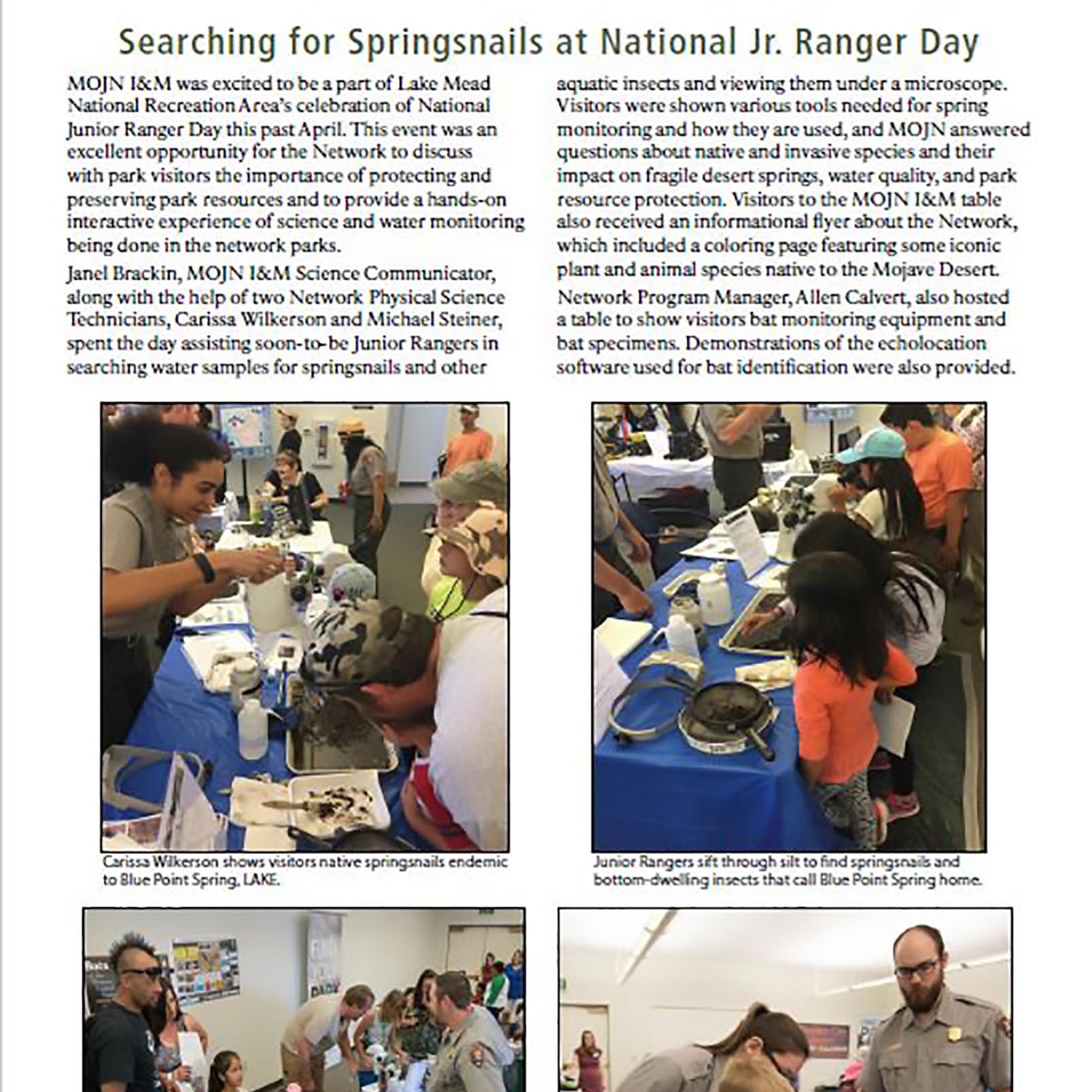 example newsletter article about Junior Ranger Day