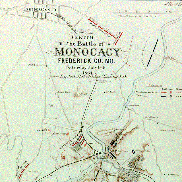 1864 hand-drawn map of the battlefield at Monocacy Junction