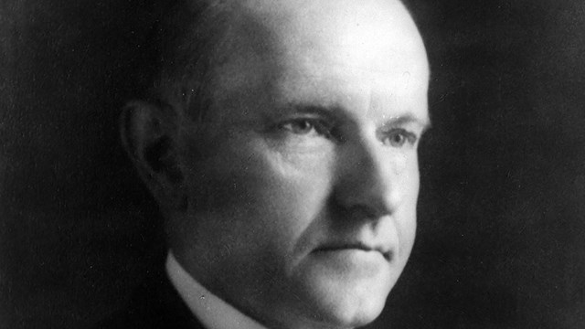 Black and white photo of Calvin Coolidge.
