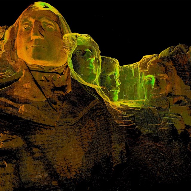 Image of Mount Rushmore created from digital scan data.