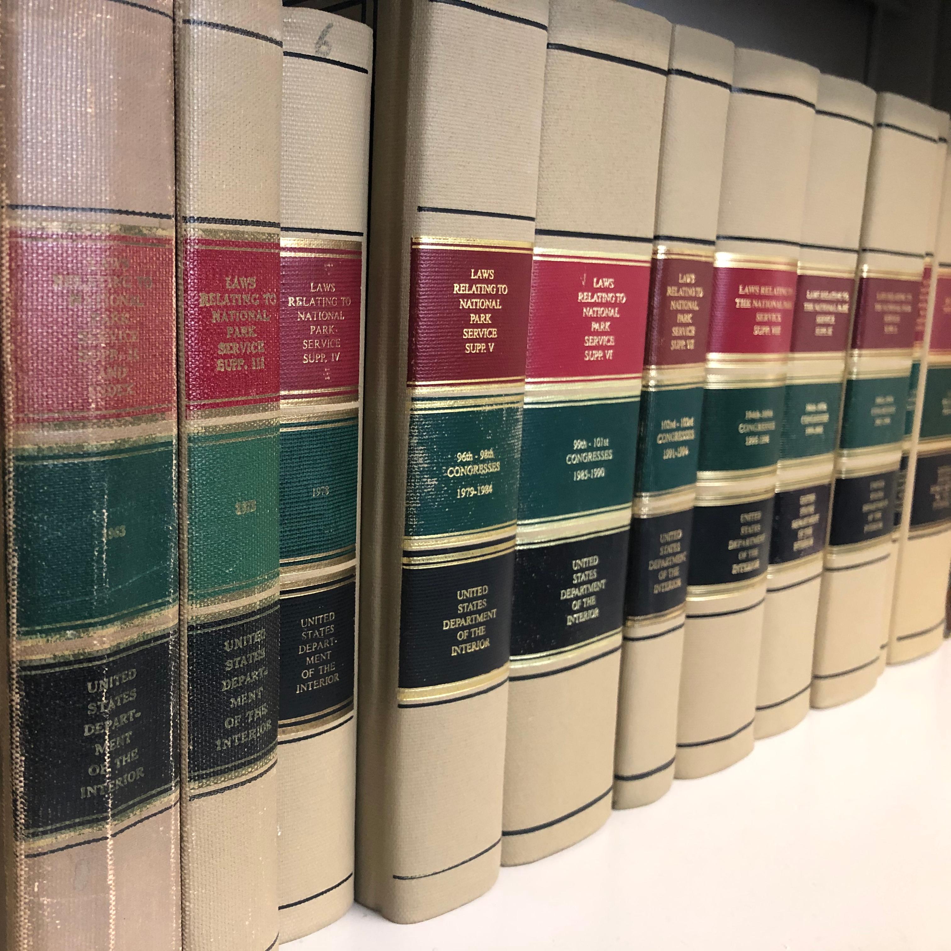 Law books on a shelf
