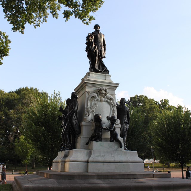 Statue of General Lafayette in a park