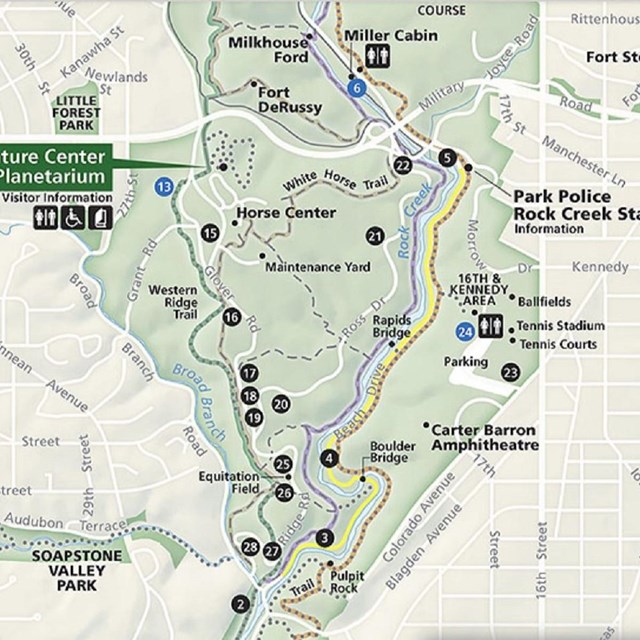 Section of a map of Rock Creek Park
