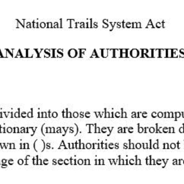 National Trails System Act Authorities 