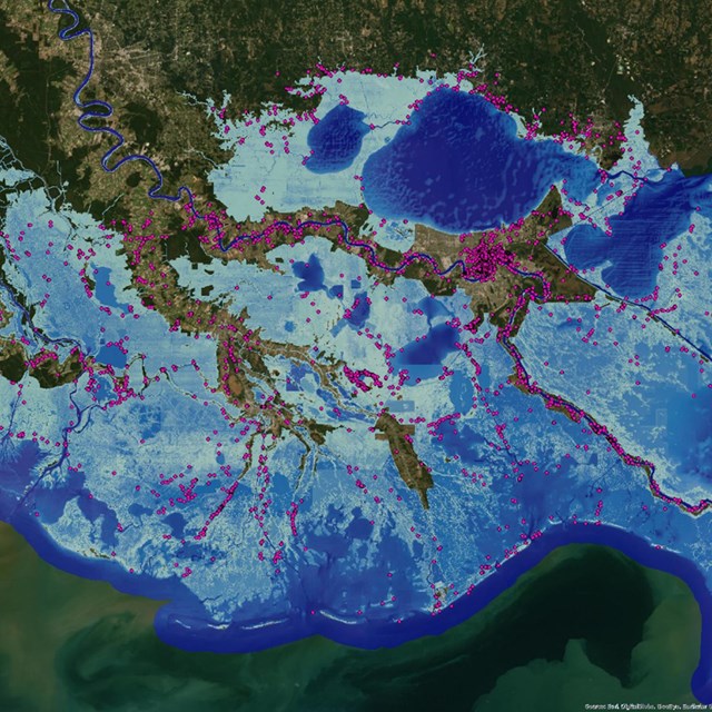 Satellite image of Mississippi River Delta 