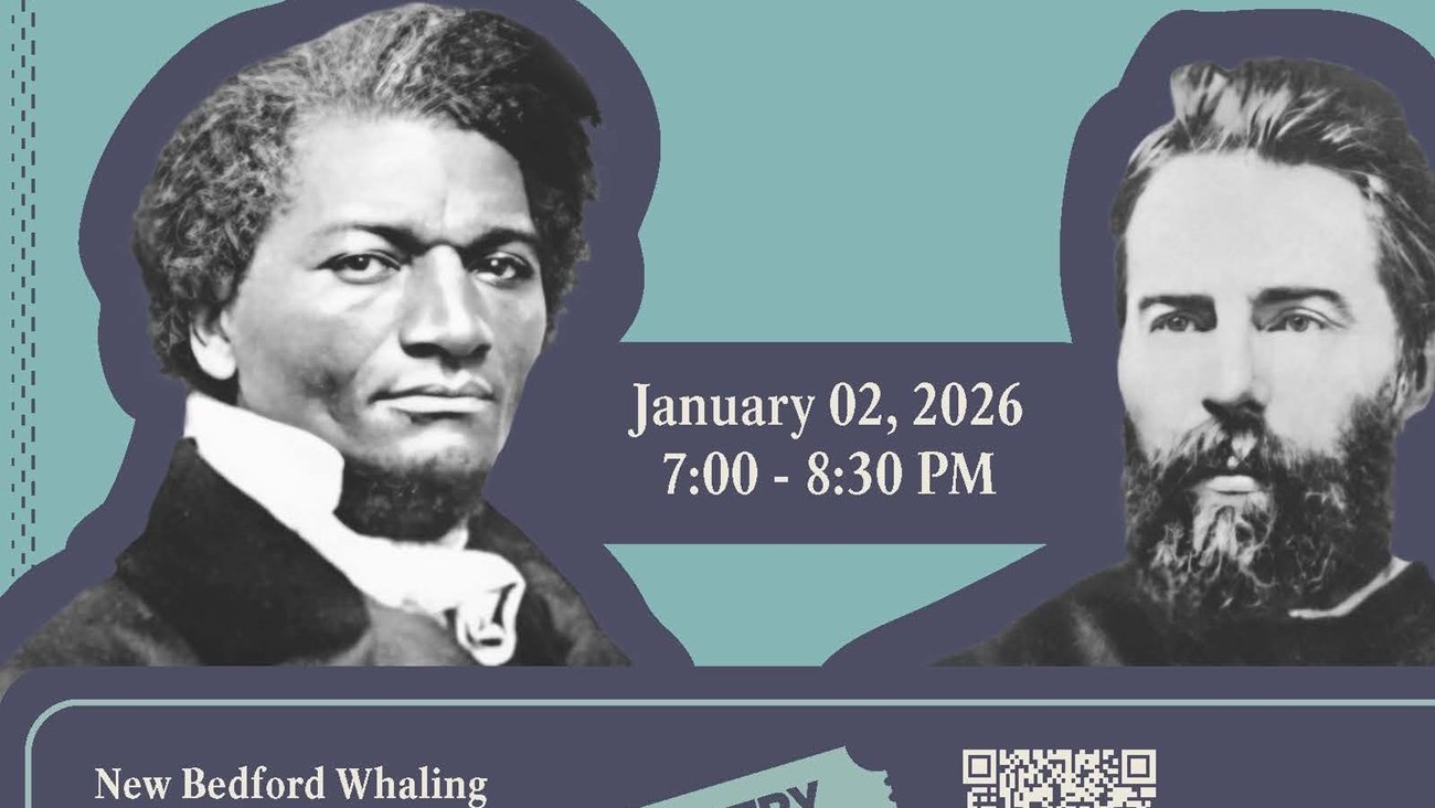 Two profile images of Frederick Douglass and Herman Melville