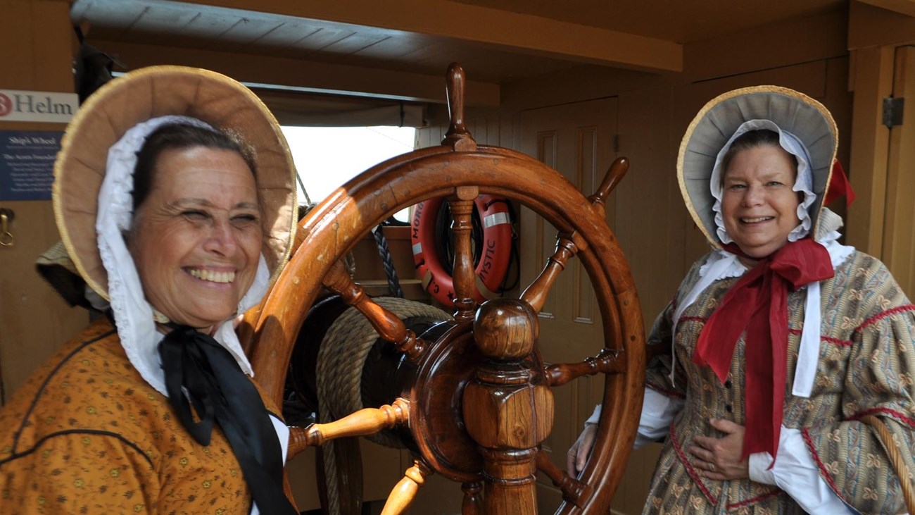 1850 ladies on the Charles W, Morgan Whale Ship
