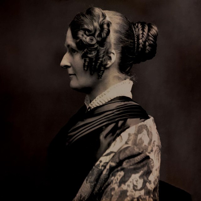 Side profile portrait of Maria Weston Chapman.