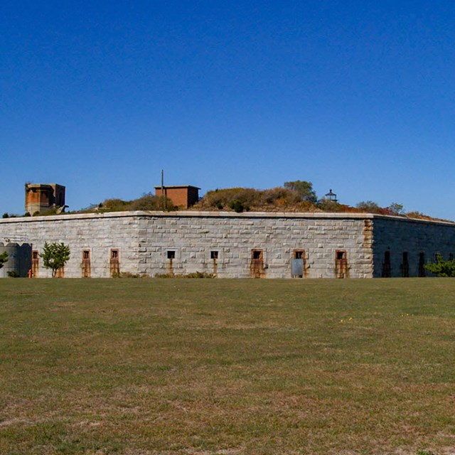 Front facing view of the Fort Rodman building