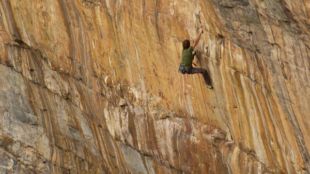rock climber scaling a cliff