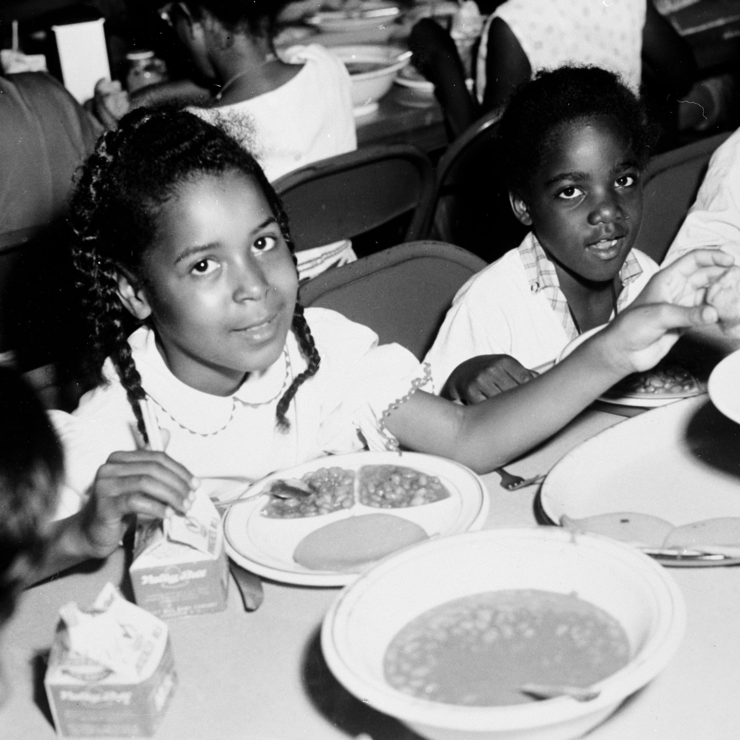 kids eating at camp