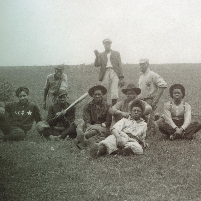 black and white photo of black baseball team