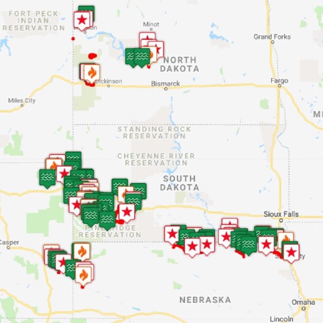 a map of the weather stations within Northern Great Plains Network