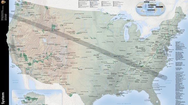 Map shows eclipse path across the United States
