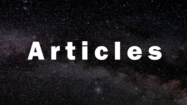 The word "Articles" is typed across the image of a night sky.