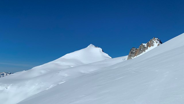 a mountained covered in snow 