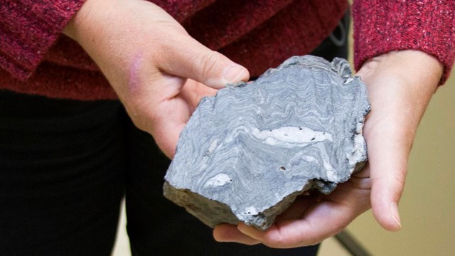 a person holding a rock 