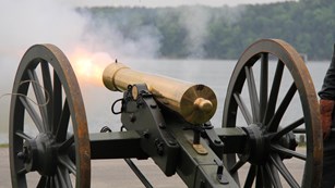19th-century cannon firing 