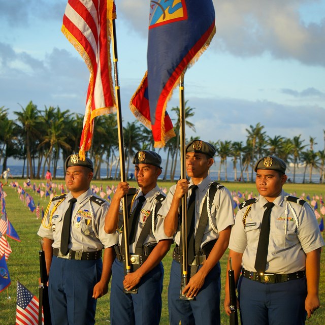 Youth honor guard in a national cemetery