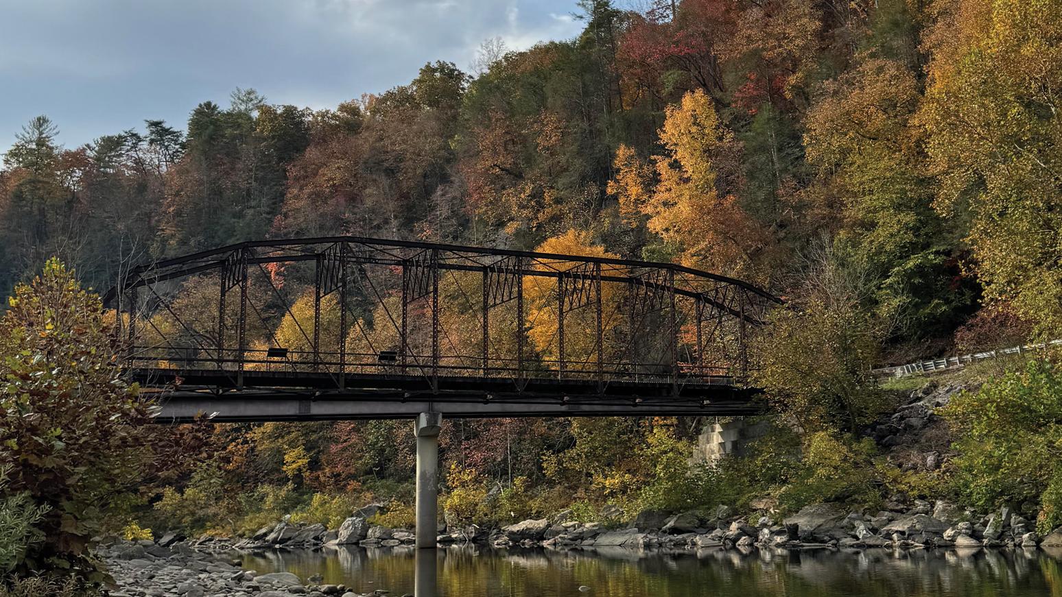 A bridge over a river.