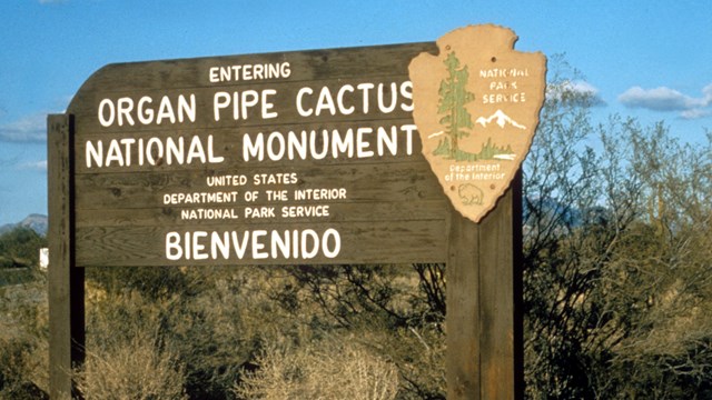 The welcome sign at Organ Pipe Cactus