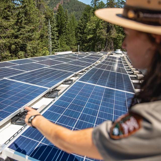 Park ranger with solar panels