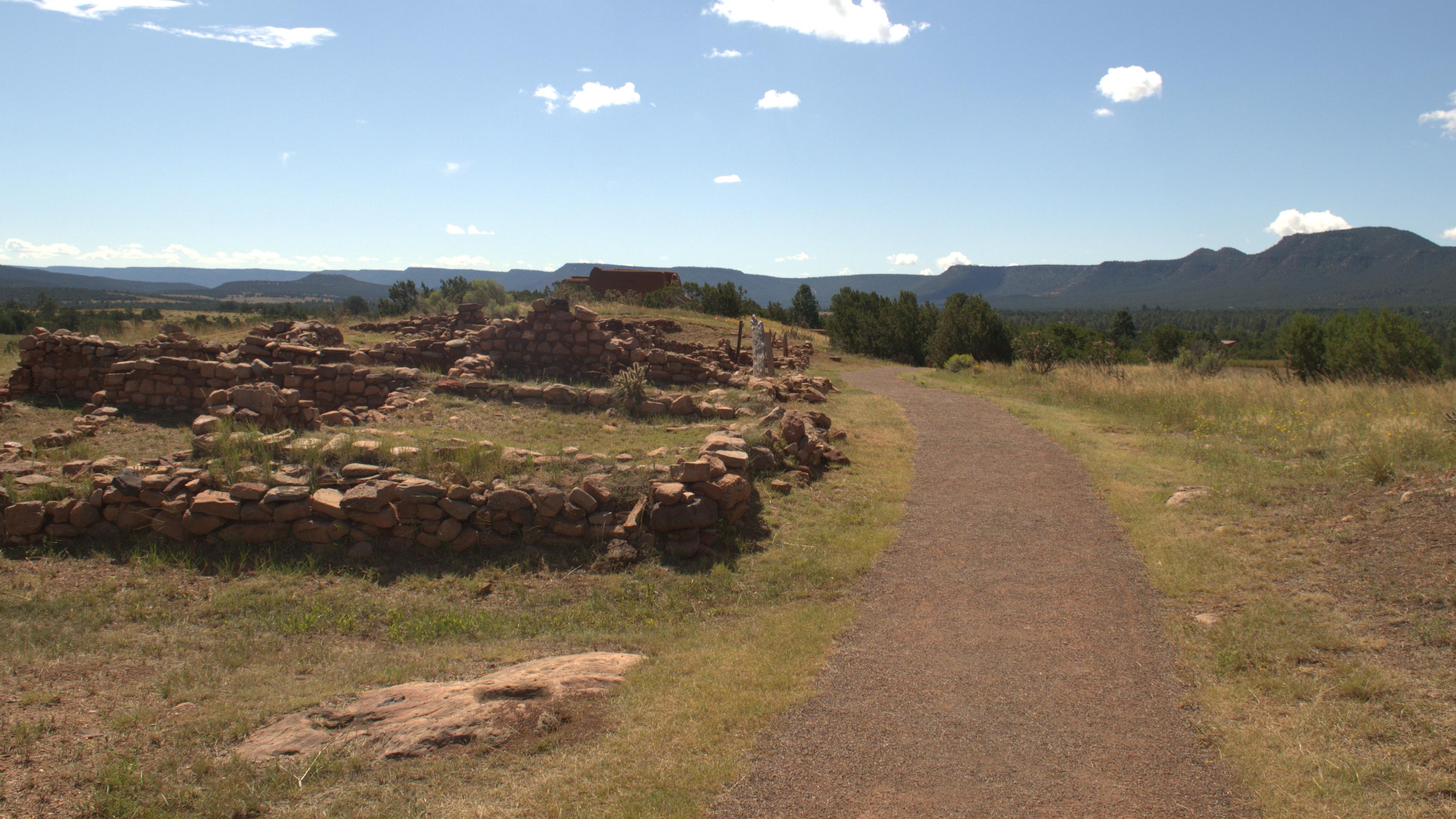 Packed dirt surface of Ancestral Sites Trail near South Pueblo