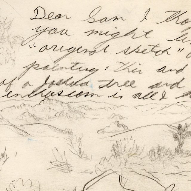 Sketch with note to park superintendent Samuel A. King