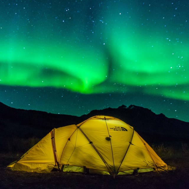 Tent under the northern lights