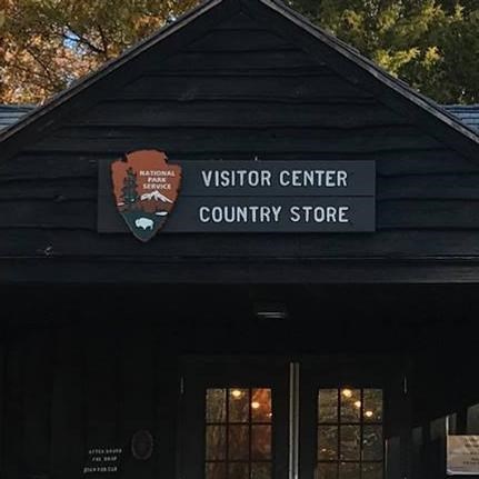 The park visitor center and country store in fall
