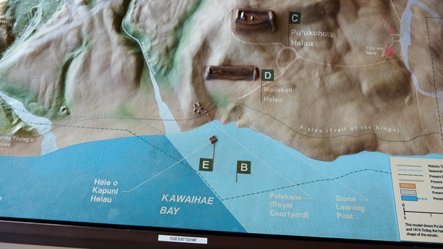Overview of a topographic relief map exhibit