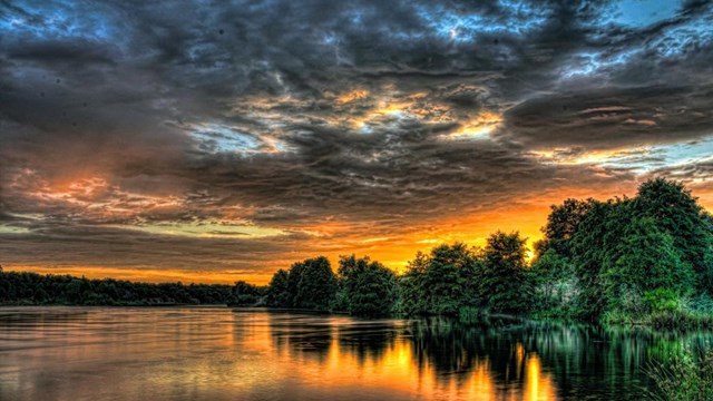 Lower American Wild and Scenic River (CA) at sunset